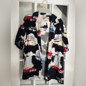 Vintage Car Print Black Shirt